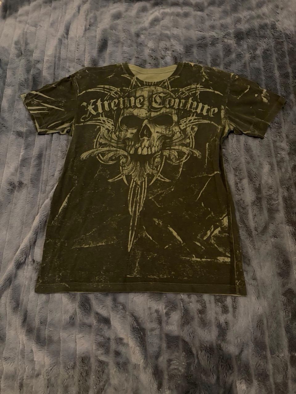 Xtreme Couture Men&rsquo;s XL Green Skull Graphic Logo Crew Neck Short Sleeve T-Shirt