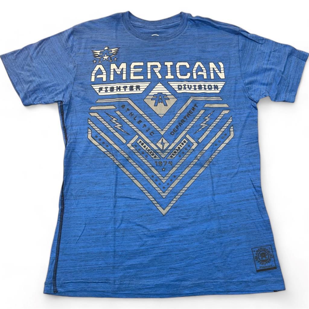 New Men&rsquo;s American Fighter Premium Athletic MMA Blue T-Shirt XS-4XL