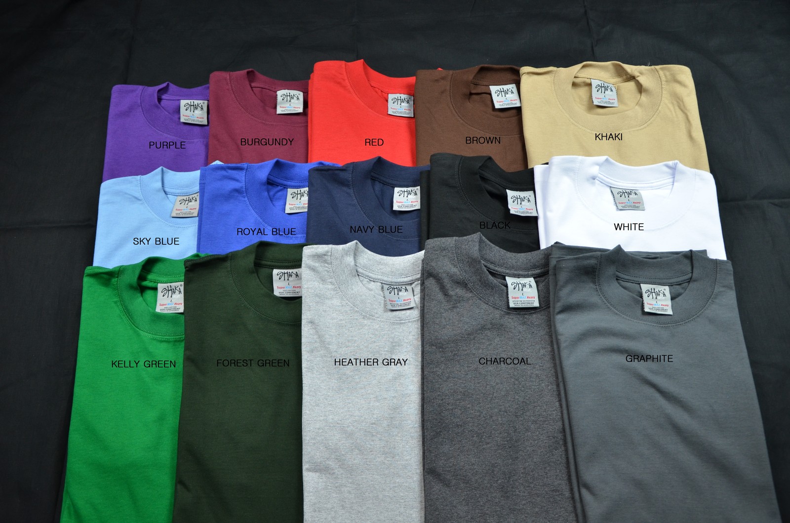 6 NEW SHAKA WEAR SUPER MAX HEAVY WEIGHT T-SHIRTS COLOR TEE PLAIN MEDIUM 6PC
