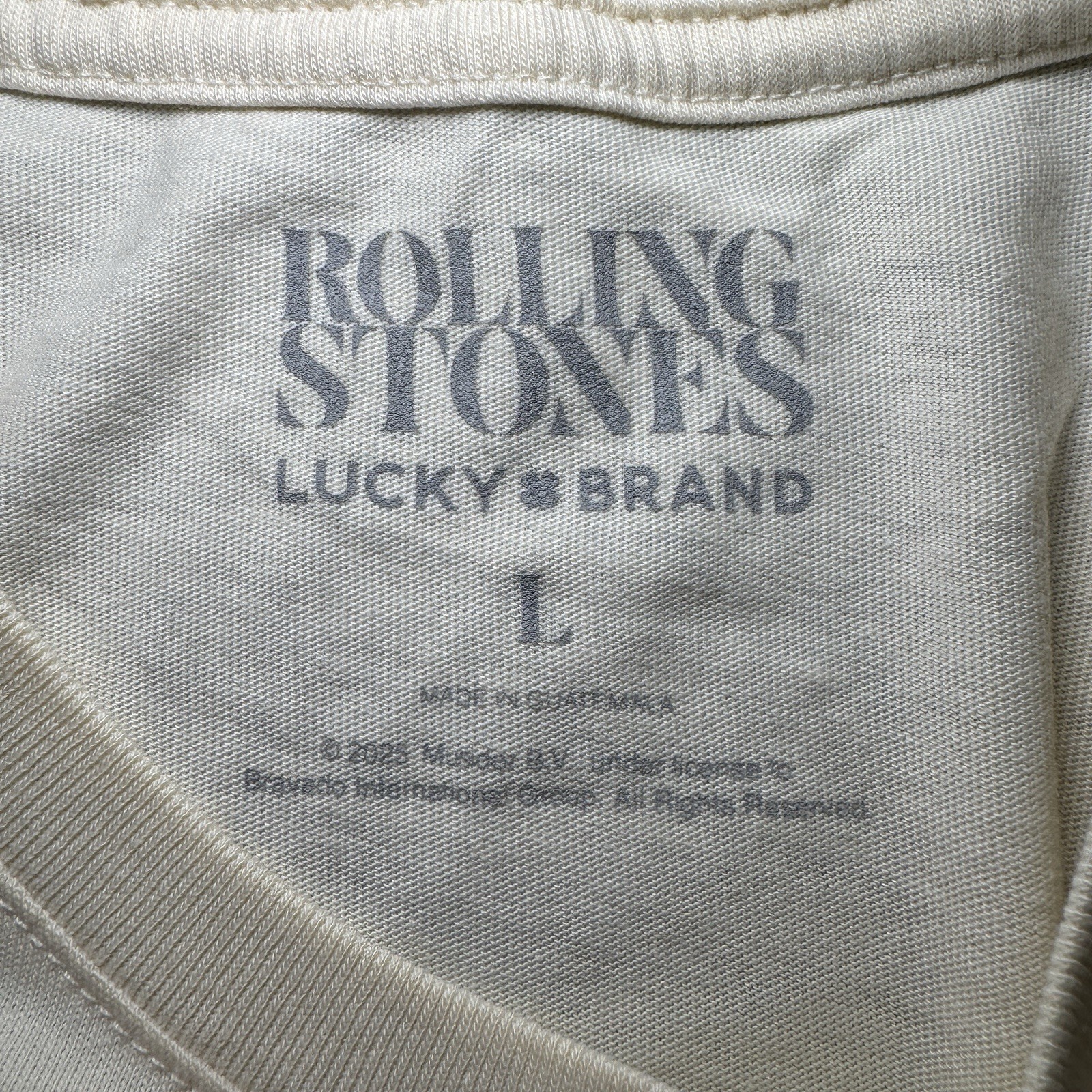 Lucky Brand T Shirt L Venice Burnout The Rolling Stones American Tour 1972 Ecru
