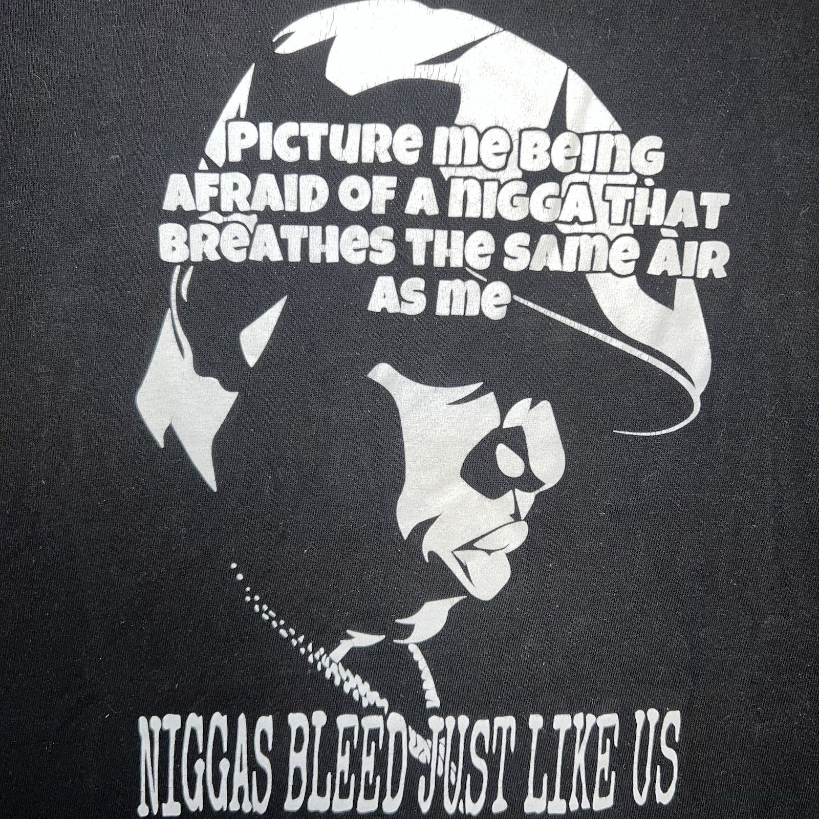 VTG Biggie Smalls Notorious B.I.G. T Shirt Men&rsquo;s XL Black Ni**as Bleed Gemrock