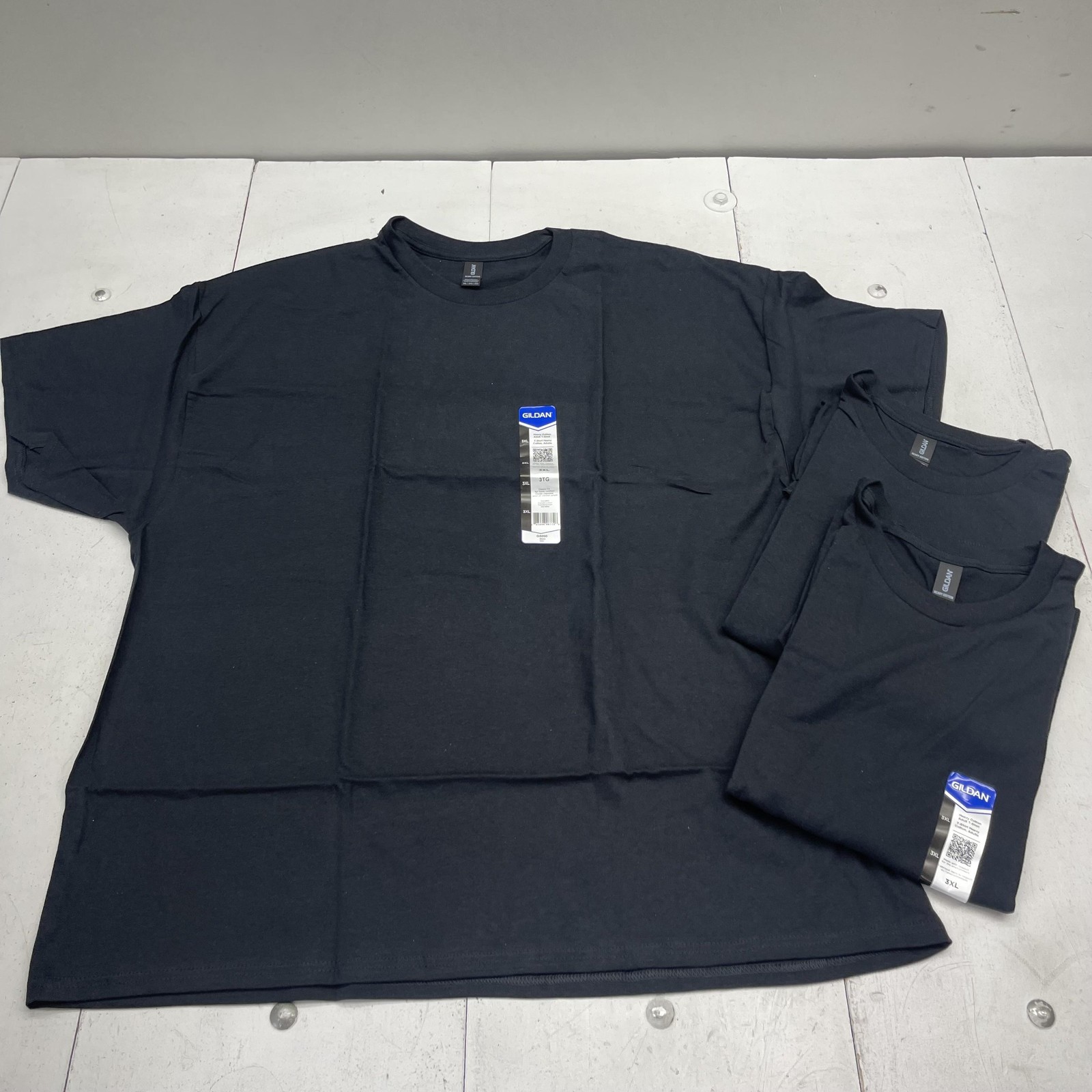 Gildan Shirt Mens 3XL Black Heavy Cotton Crewneck Tee 3 Pack Lot G5000