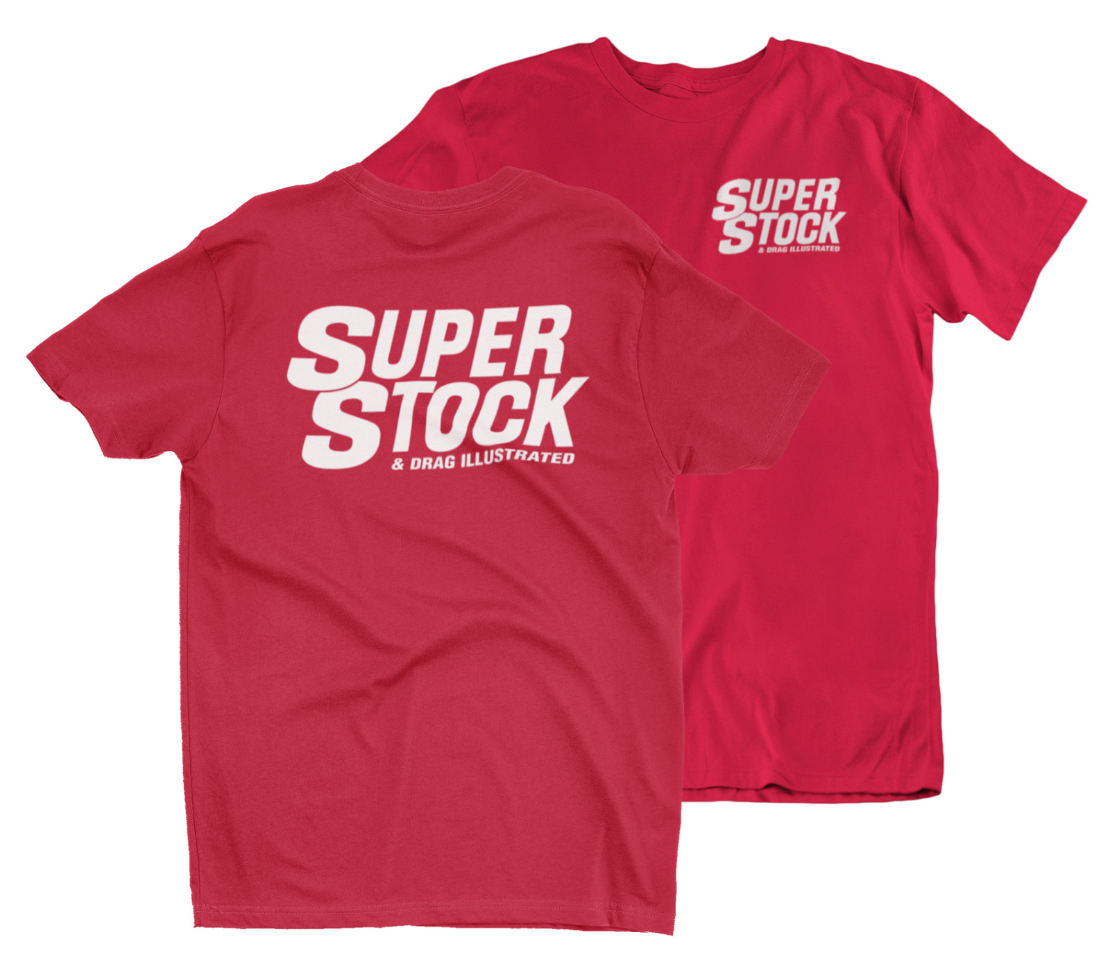 SUPER STOCK & DRAG ILLUSTRATED RED TALL T-SHIRT TEE DRAG RACING HOT ROD