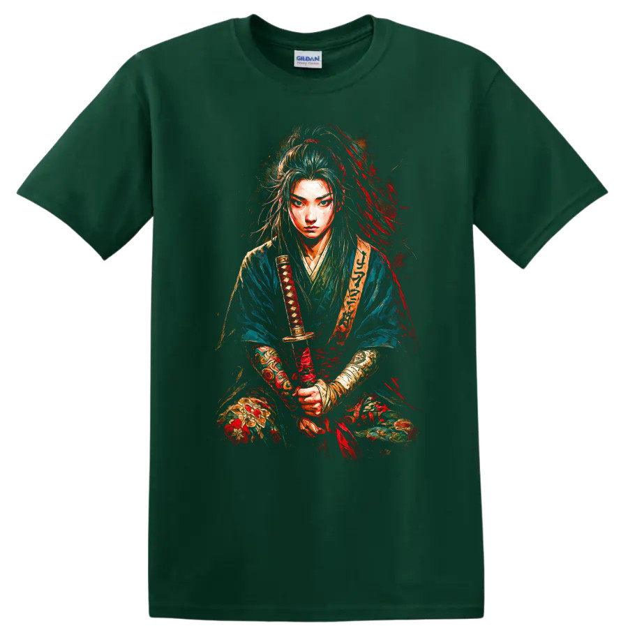 Japanese Warrior T Shirt Samurai Graphic Art Design Tee for Anime Lovers