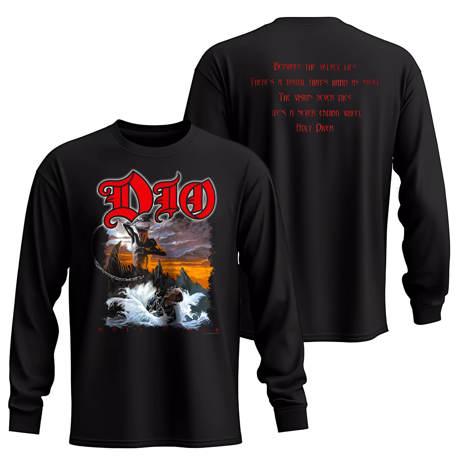 Authentic Dio Holy Diver Long Sleeve T-Shirt S-2XL NEW