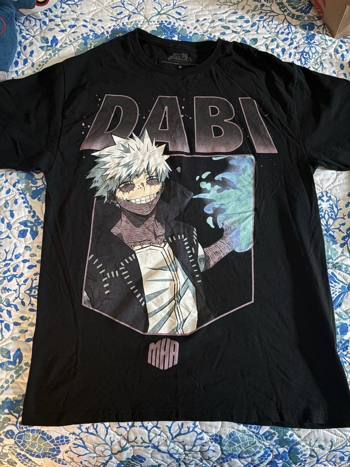 Men&rsquo;s Black My Hero Academia Dabi Anime Graphic Cotton Crewneck T-Shirt M
