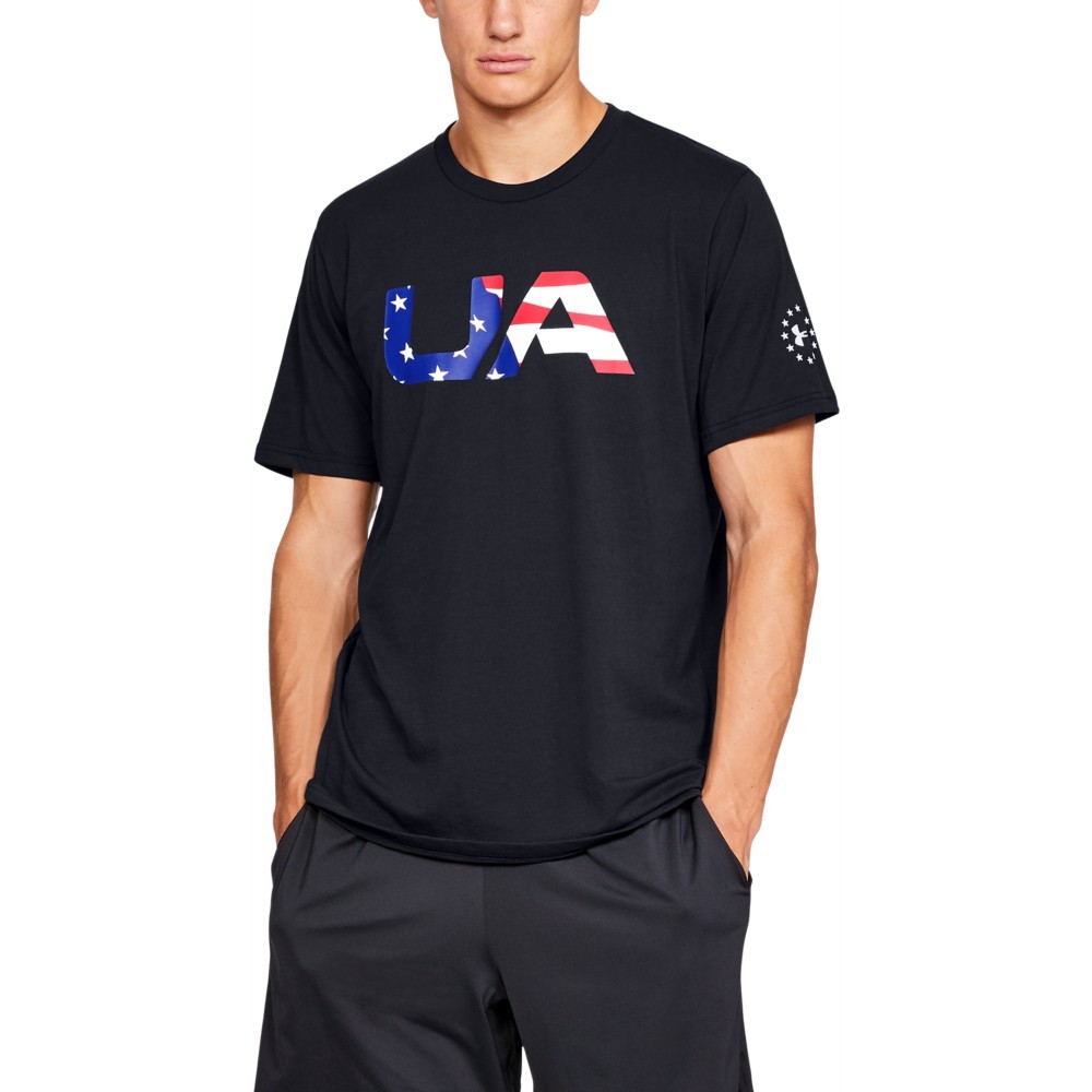 Under Armour 1333352 Men&rsquo;s UA Freedom Big Flag USA T-Shirt, Black, Large
