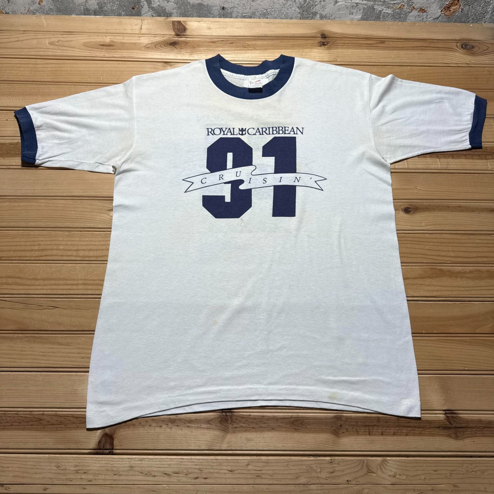 Vintage 1991 Royal Caribbean #91 Cruise Ship Souvenir Ringer T-Shirt Men&rsquo;s Large
