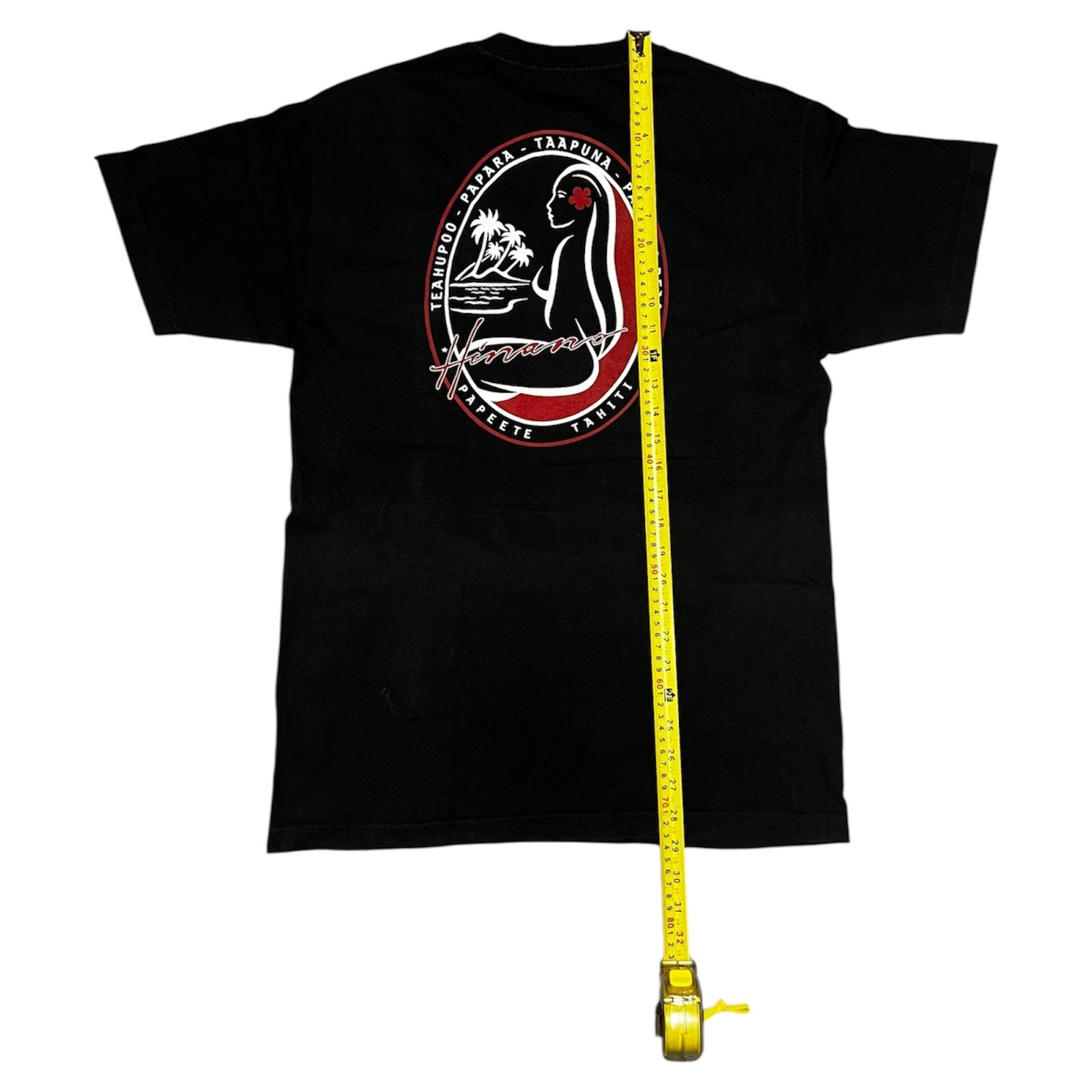 Hinano Tahiti surf hawaii graphic tshirt black beer vahine logo seamless M