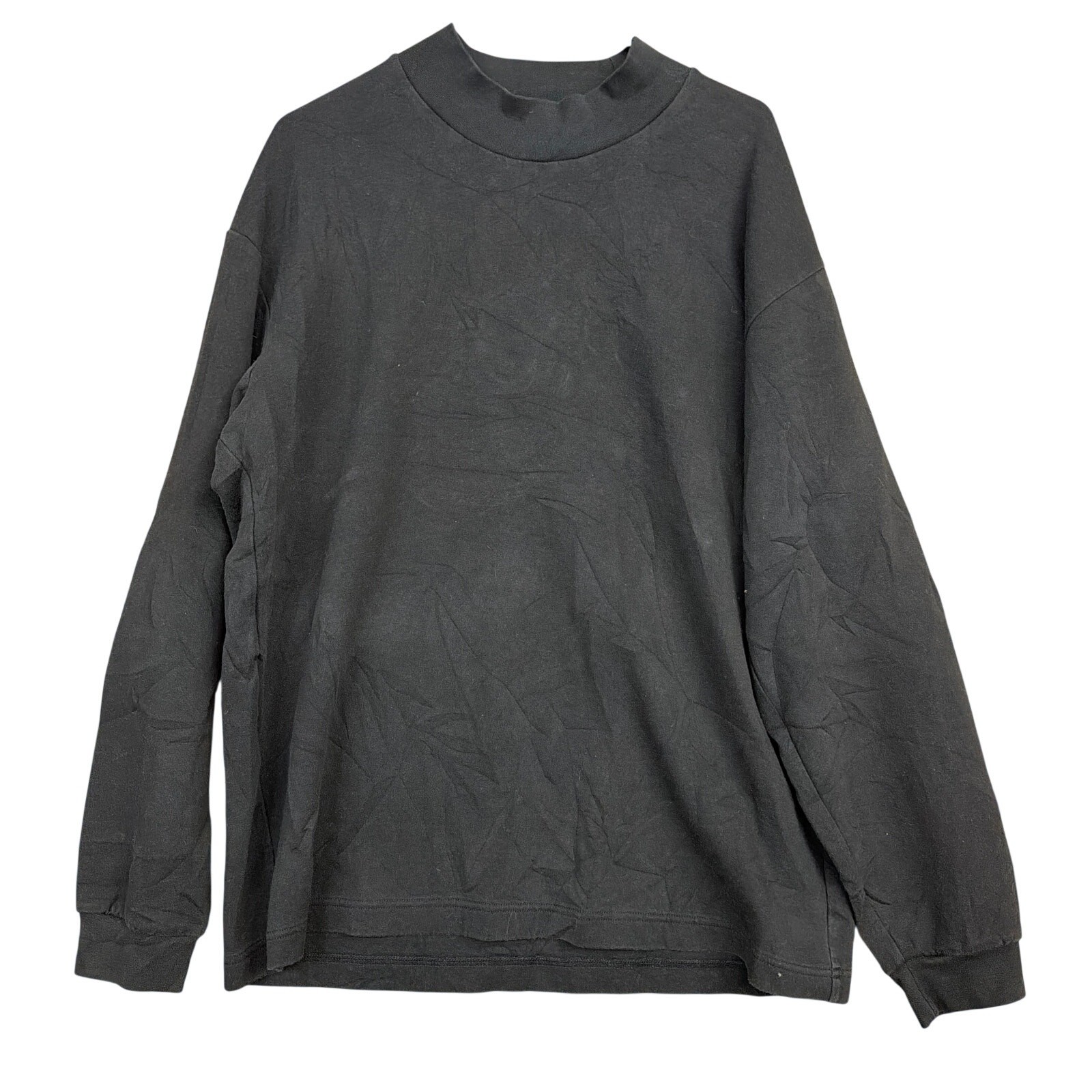 Uniqlo Mens Shirt Black Thick High Neck Stretch Minimalist Dark Academia L