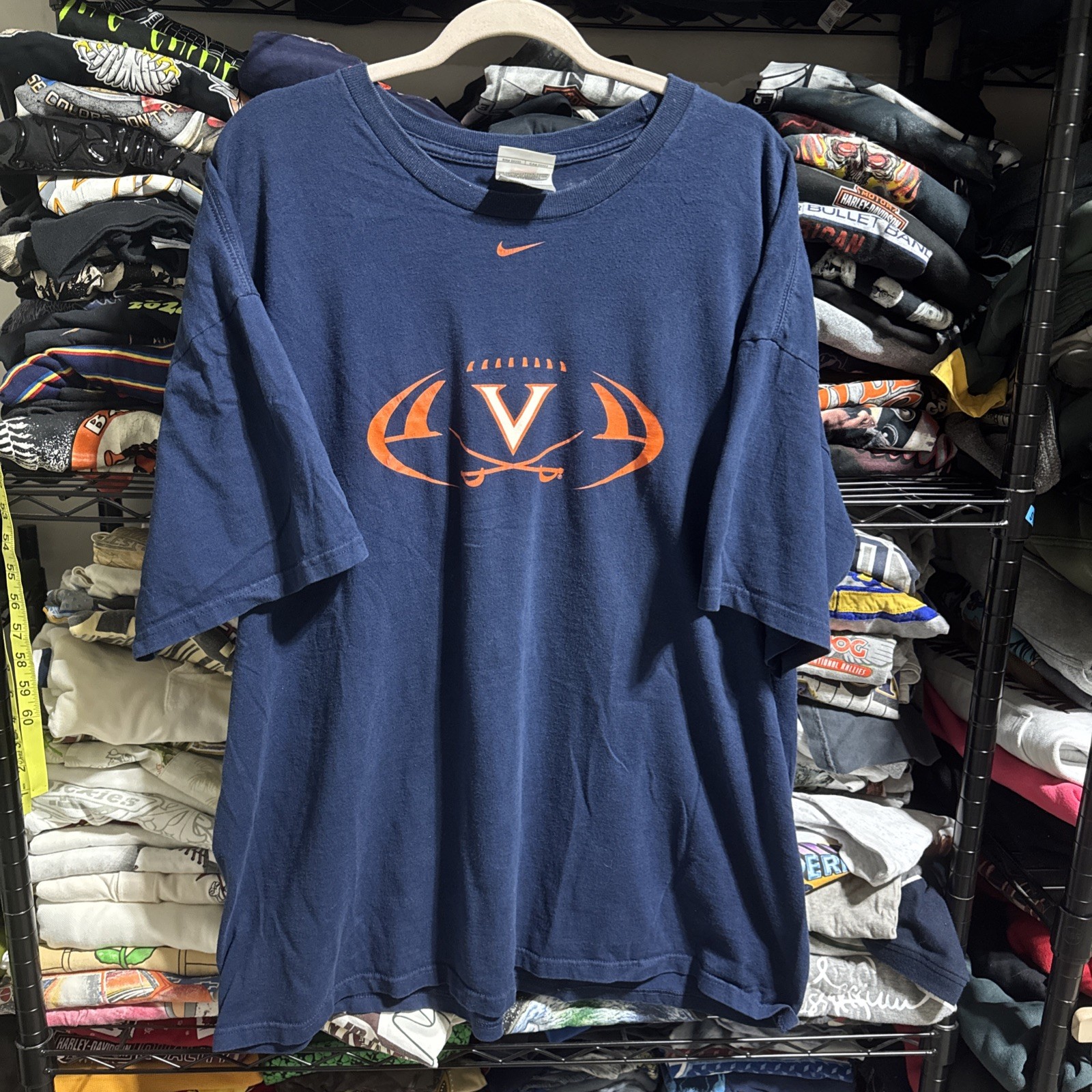 Vintage 90s Nike Virginia Tech Football Center Swoosh Shirt Size Xxl