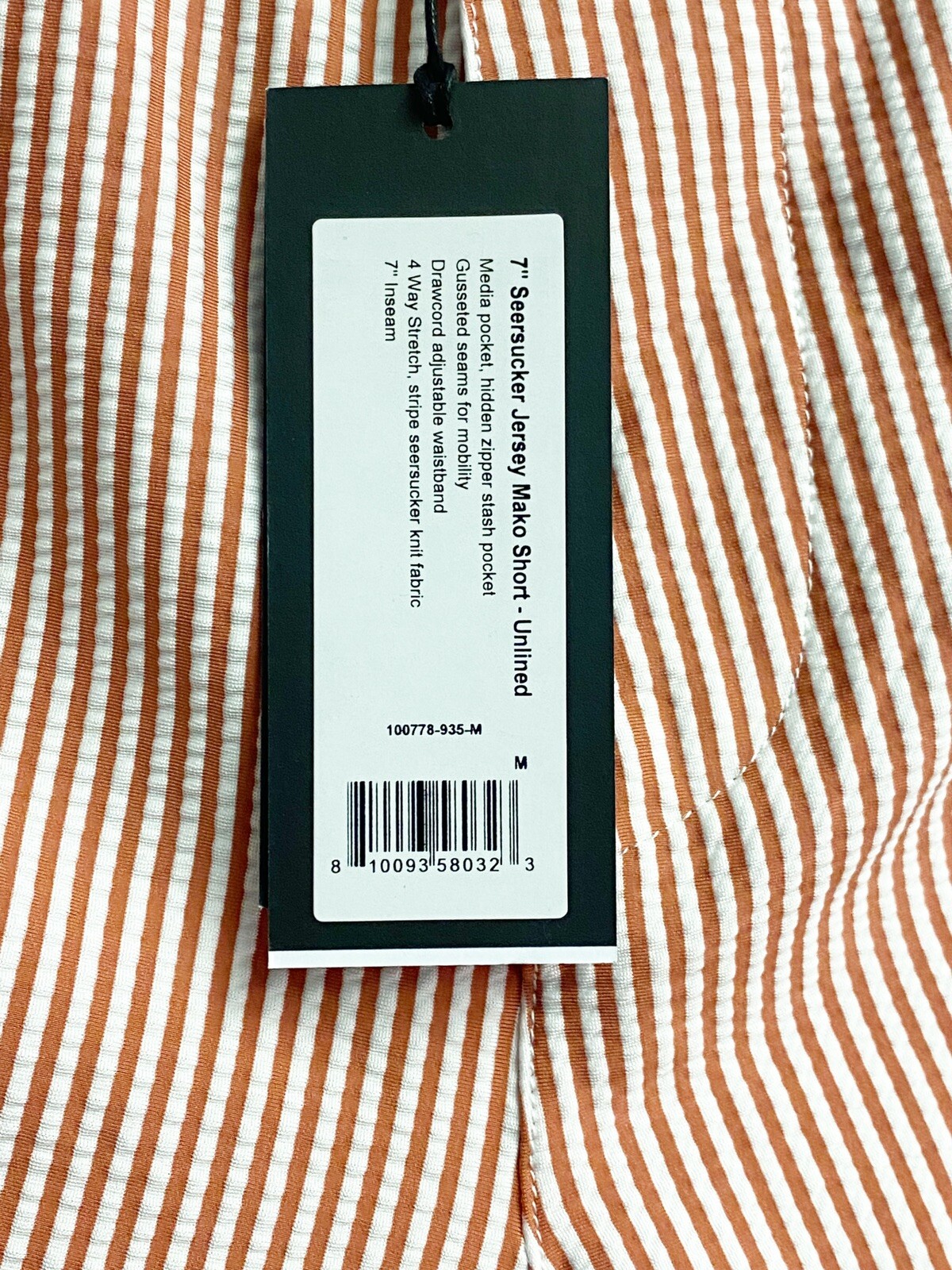 Rhone 7&Prime; SEERSUCKER JERSEY MAKO SHORT – UNLINED Mens Size Medium NWT!