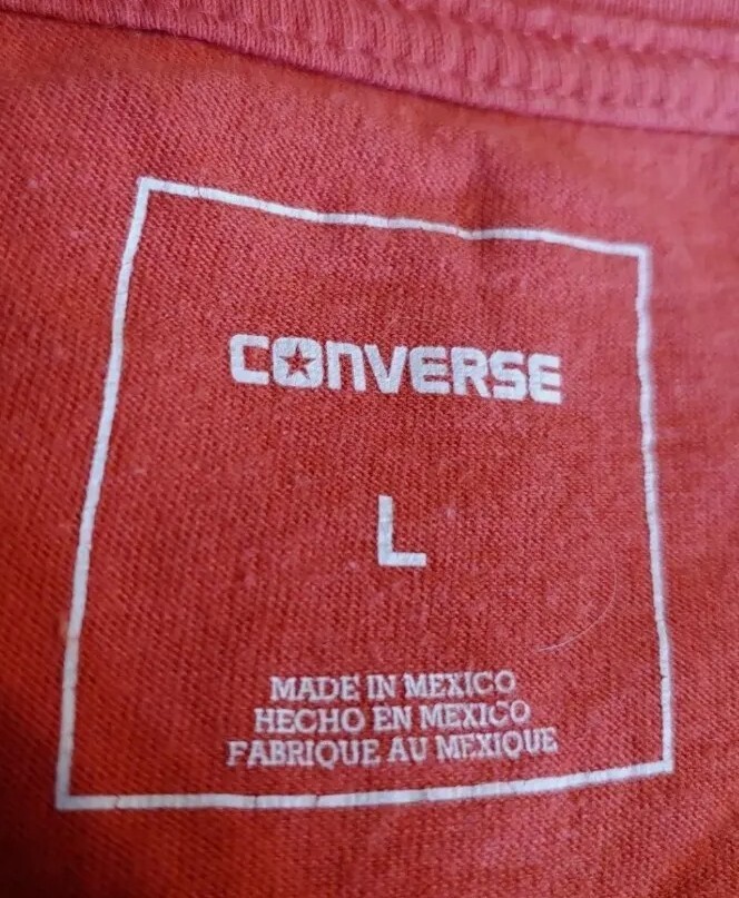 Converse T-Shirt Mens L Short Sleeve Graphic Red Cotton Pullover Crewneck