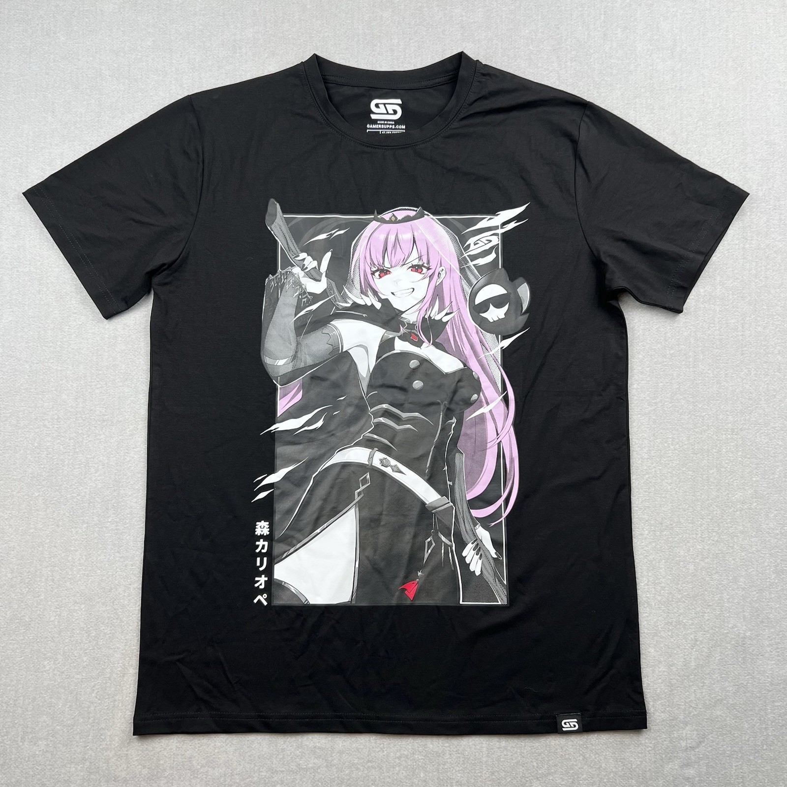 Gamer Supps Hololive Mori Calliope T-Shirt Size Small Black Anime
