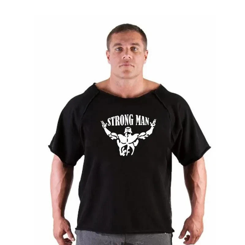 Men&rsquo;s T Shirts Fitness Men Bodybuilding Shirt Batwing Sleeve Rag Shirt Gym