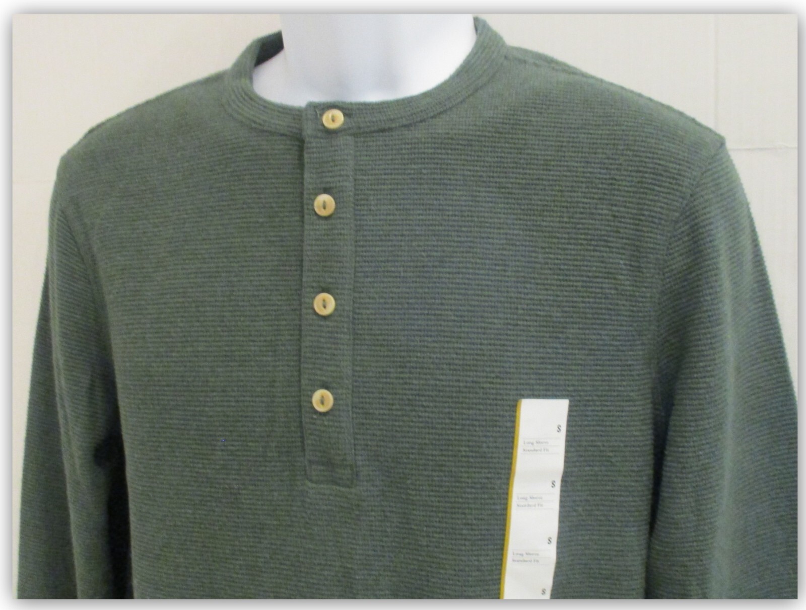 Long Sleeve Textured 4 Button HENLEY Shirts Goodfellow Tan / Brown / Green