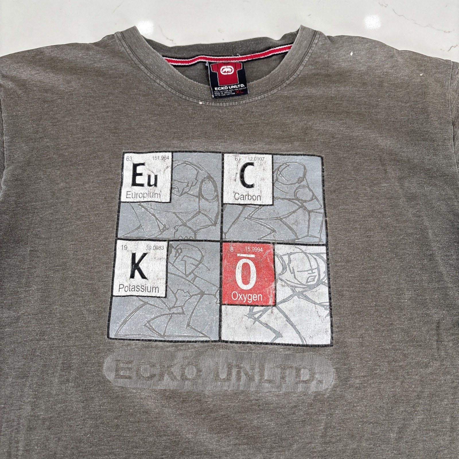 VTG Y2K Echo Unltd Shirt Men&rsquo;s XL Gray Ecko Basic Elements Design