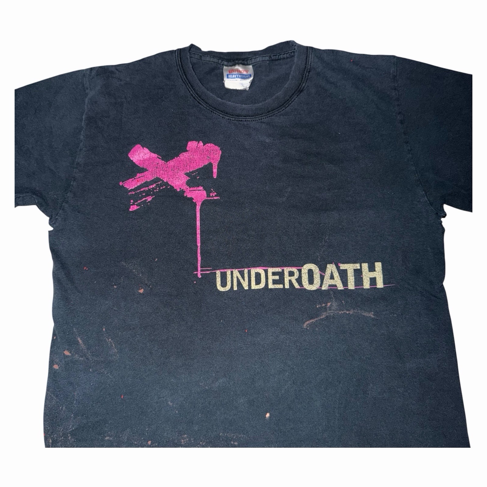 Vintage UnderOath Pink X Band Metalcore T Shirt Mens Small Distressed Flawed Y2k