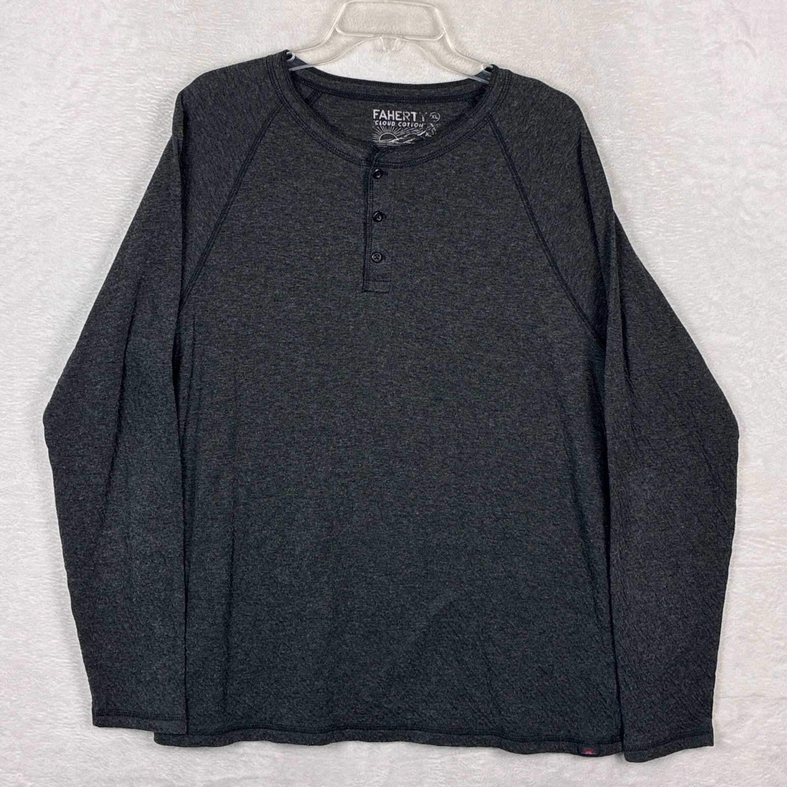 Faherty Cloud Henley Shirt Men XL Charcoal Gray Heather Preppy Outdoor Huckberry