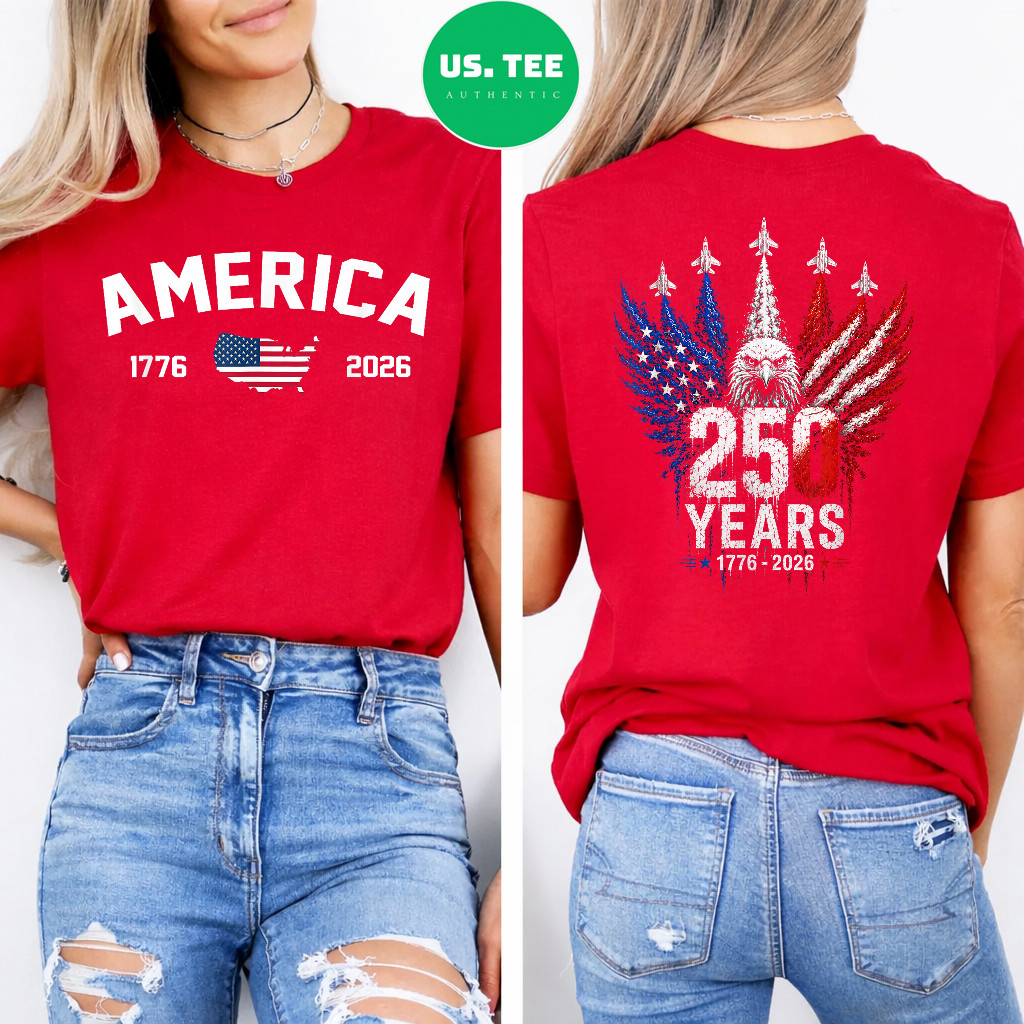250 Years American 250th USA Patriotic Eagle 4th of July 2 Sides T-Shirt