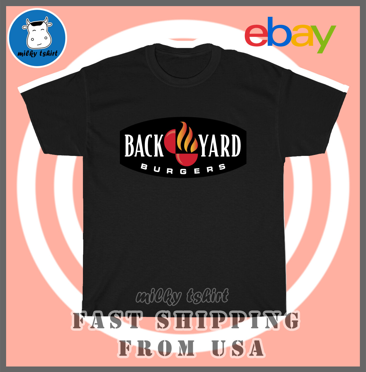 Back Yard Burgers Restaurants Logo Men&rsquo;s T-Shirt American Tee Shirt Size S-5XL