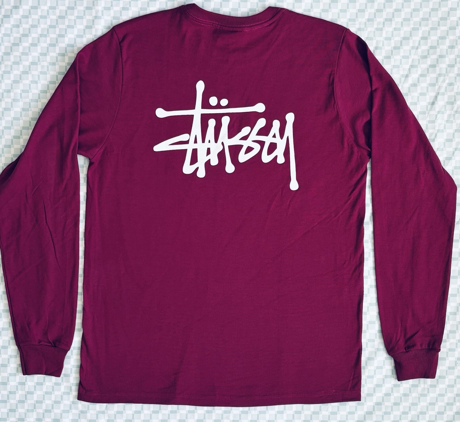 Stussy Basic Logo Tee Mens SM Pink Purple Long Sleeve