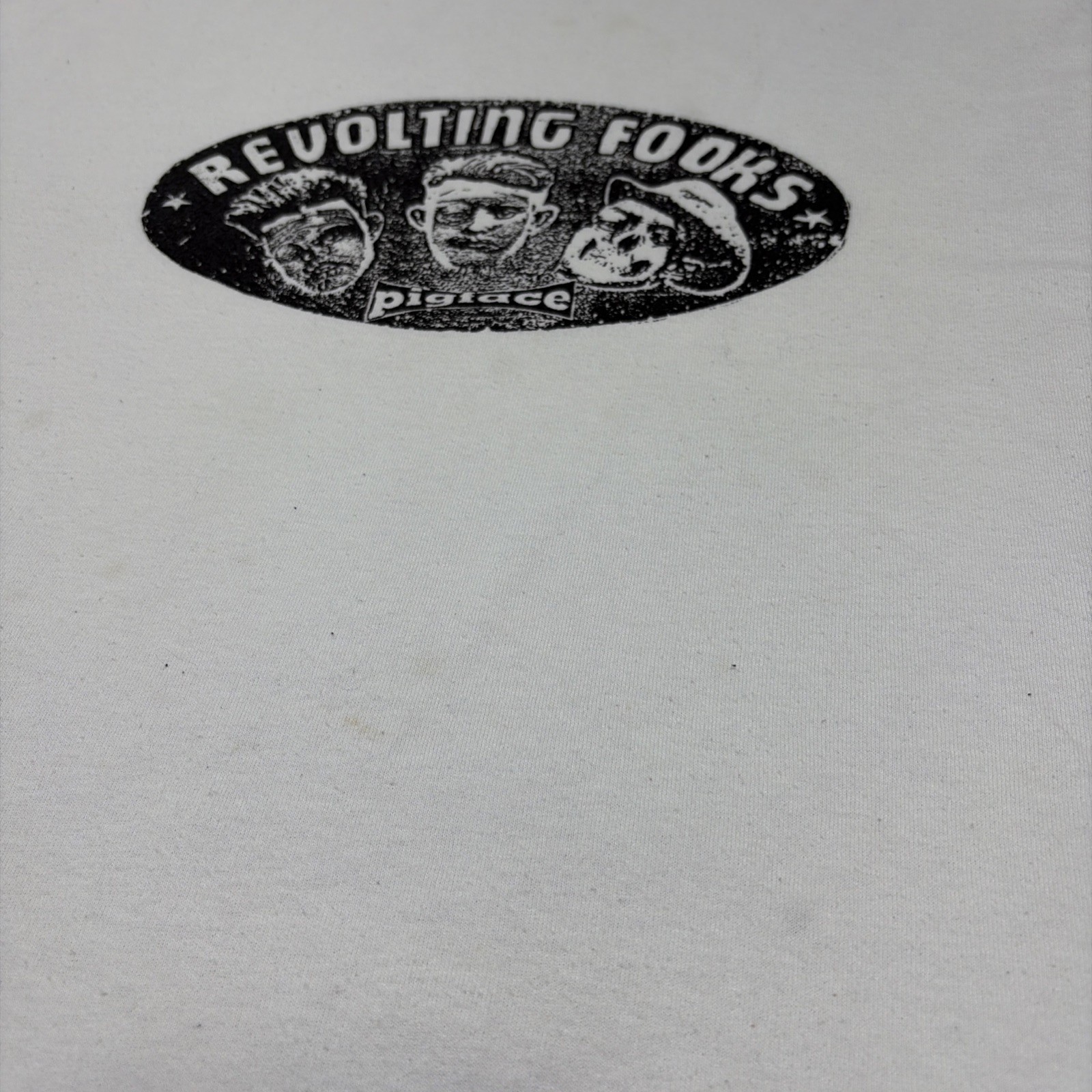 Pigface Revolting Cocks Fooks Band Logo size XL White T Shirt Rare Industrial