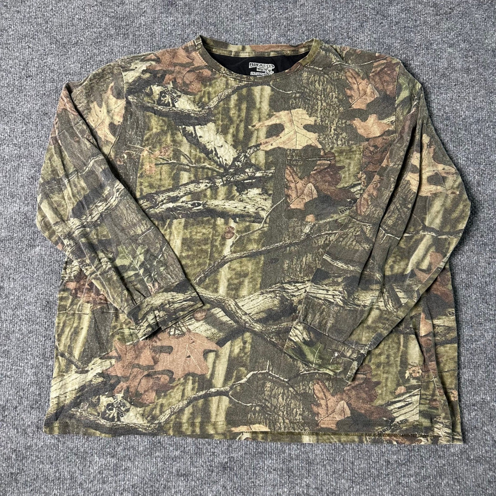 Mossy Oak T-Shirt Mens Size 2XL Camo Break-Up Infinity Long Sleeve Pocket