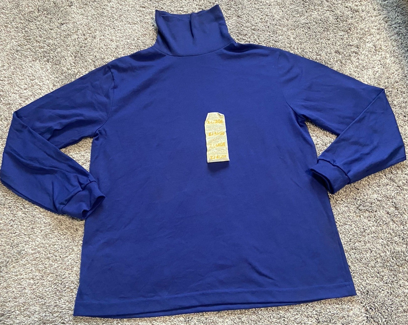 Vintage Fruit Of The Loom Turtle Neck Shirt Women XL Blue Longsleeve 1997 USA