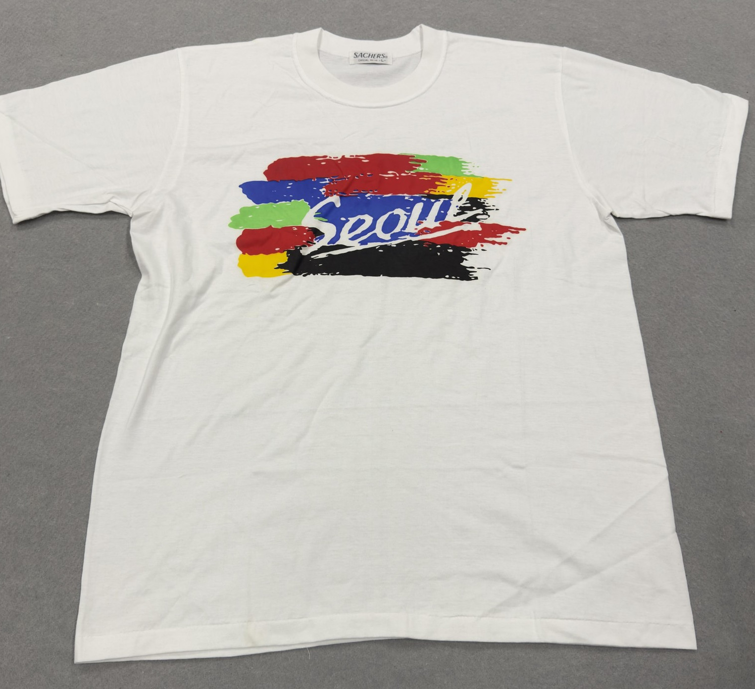 Seoul Shirt Mens Large White Graphic Brushstroke Korea Travel Tee Souvenir City