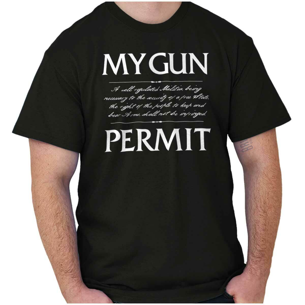 My Gun Permit 2nd Amendment Constitution 2A Womens or Mens Crewneck T Shirt Tee