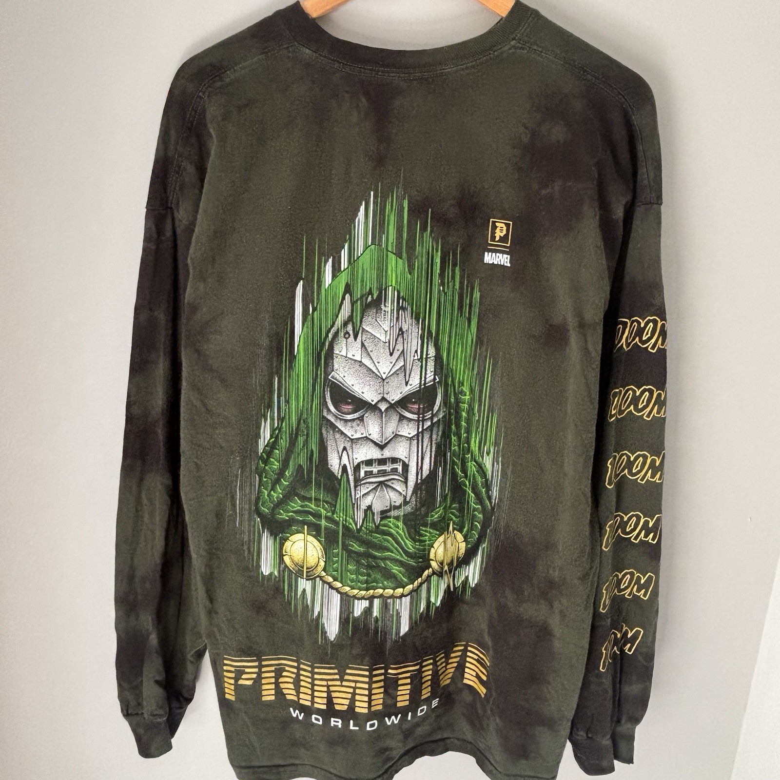 Primitive Shirt Mens XL Green Black Wash Marvel Dr Doom Doctor Doom Foil Graphic
