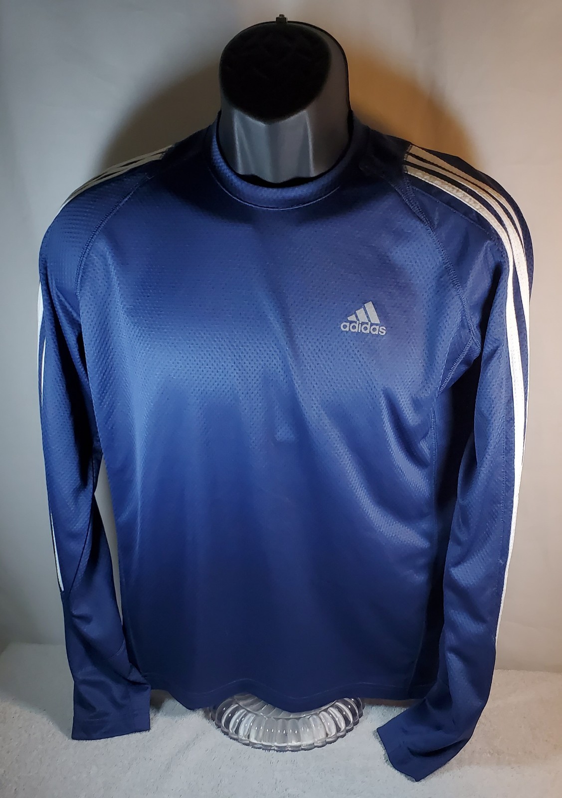 Adidas Climacool Performance Response LS Shirt Men&rsquo;s Blue 3 Stripes Medium