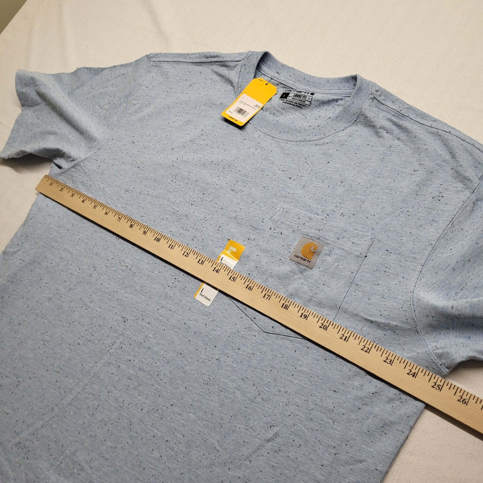 New Carhartt Pocket T shirt Mens Large Loose Fit Blue Short Sleeve Cotton Blend