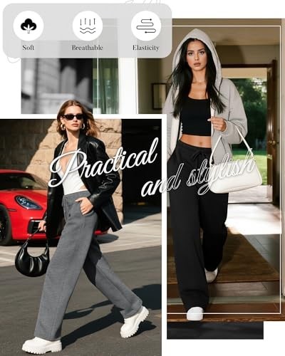 4 Pack Women&rsquo;s Wide Leg Sweatpants Drawstring Lounge Joggers Women Straight XXL