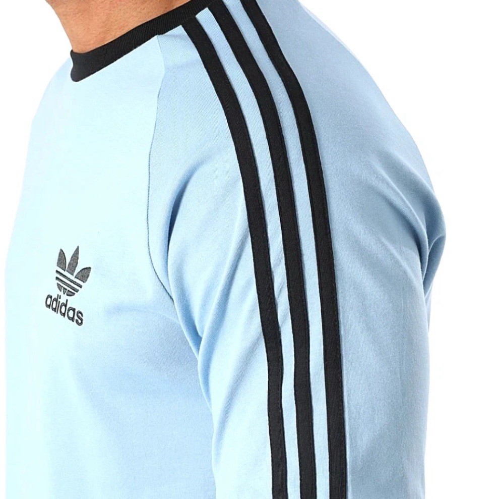 adidas Originals 3-Striped Trefoil T-Shirt Ash Blue/Black JY1371 Size Large NWT
