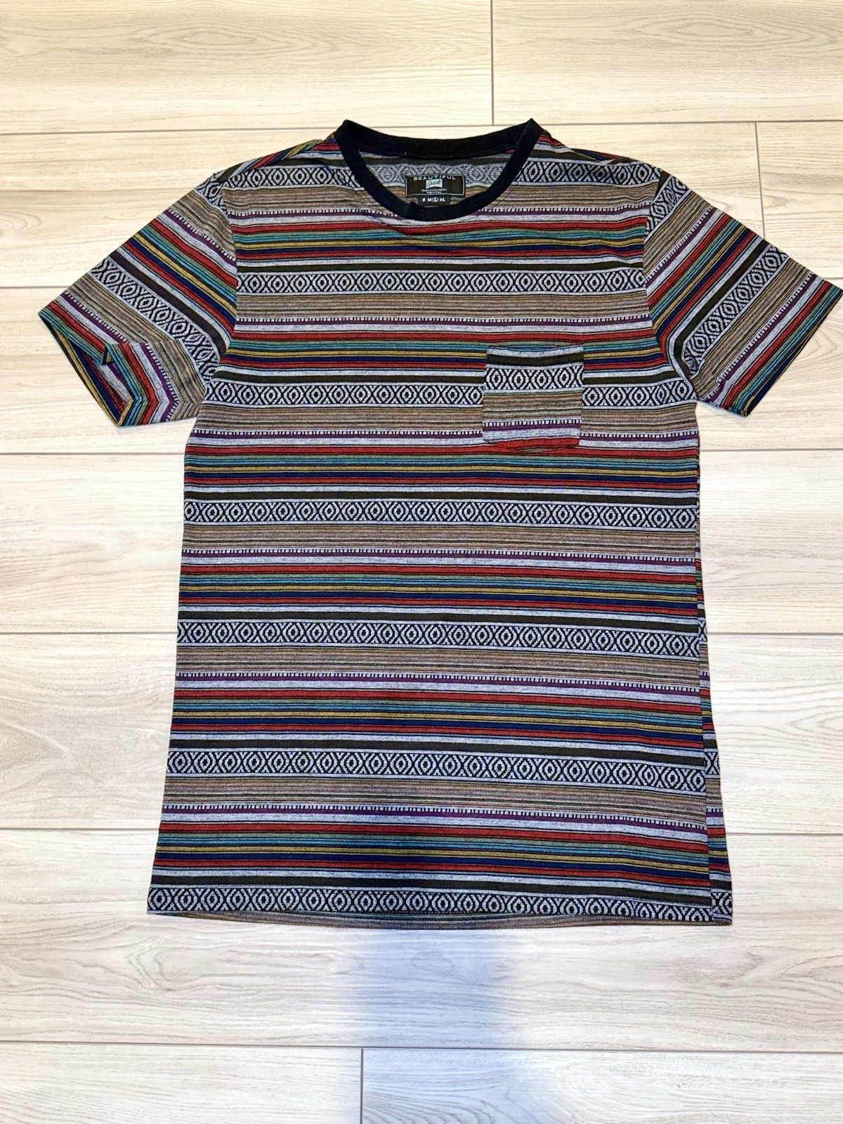 Beautiful Giant Patterned Pocket Tee Shirt Mens Large Multicolor | Fathers Day