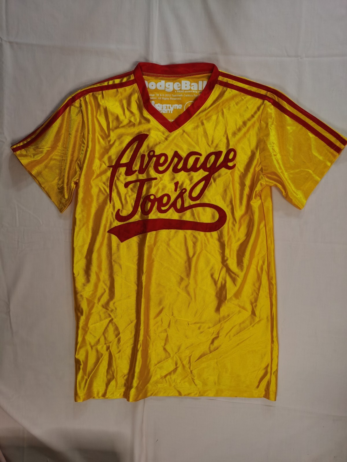 Dodgeball Average Joe&rsquo;s Sewn Logo Jersey Shirt Mens M Yellow Red Costume Agent