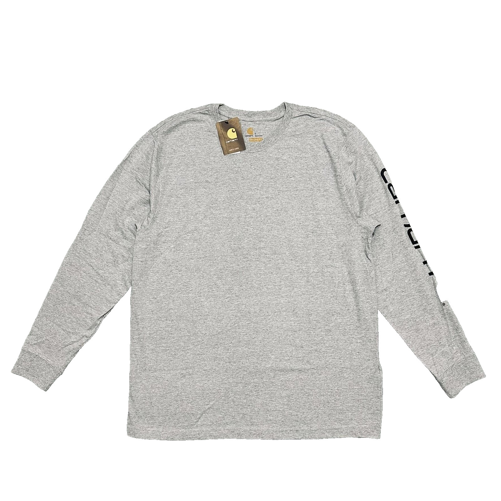 CARHARTT Shirt Men&rsquo;s L Gray Long Sleeve Original Fit Logo Graphic Tee K231