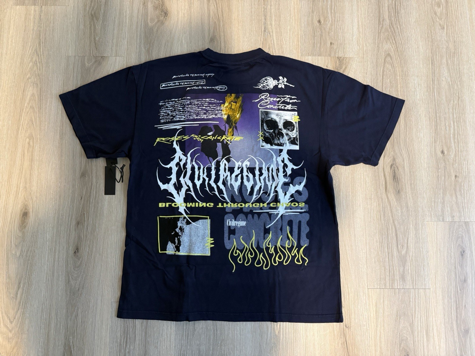 Civil Regime Roses Navy T-Shirt Size L Brand New IN HAND