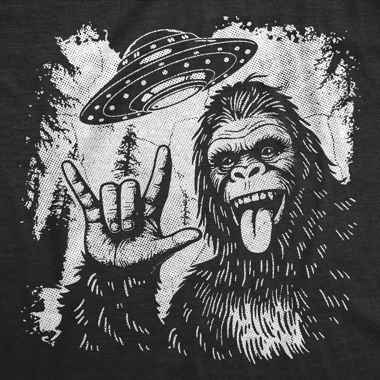 Mens Funny T Shirts Bigfoot UFO Sarcastic Sasquatch Graphic Novelty Alien Tee