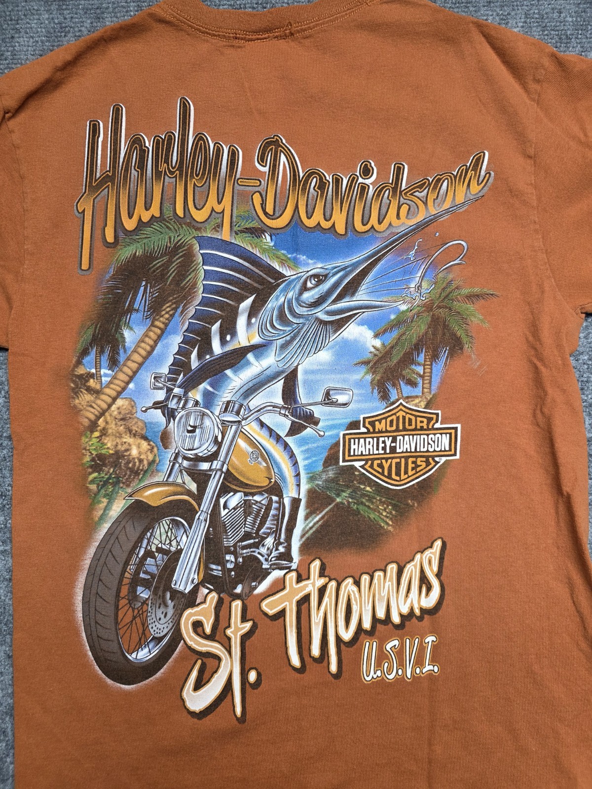 Harley-Davidson St. Thomas Orange Tee – Size M (18×27 in)