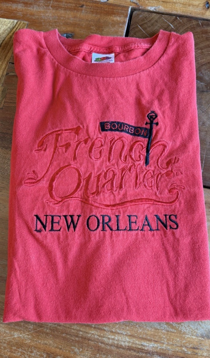 Vintage Unisex Bourbon Street French Quarter New Orleans red Short Sleeve tee