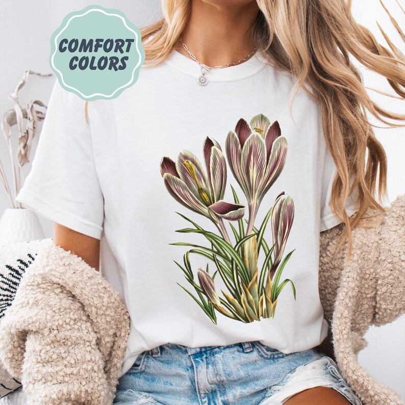 Irises Floral Comfort Tee Shirt Iris Flower Nature Gift Soft