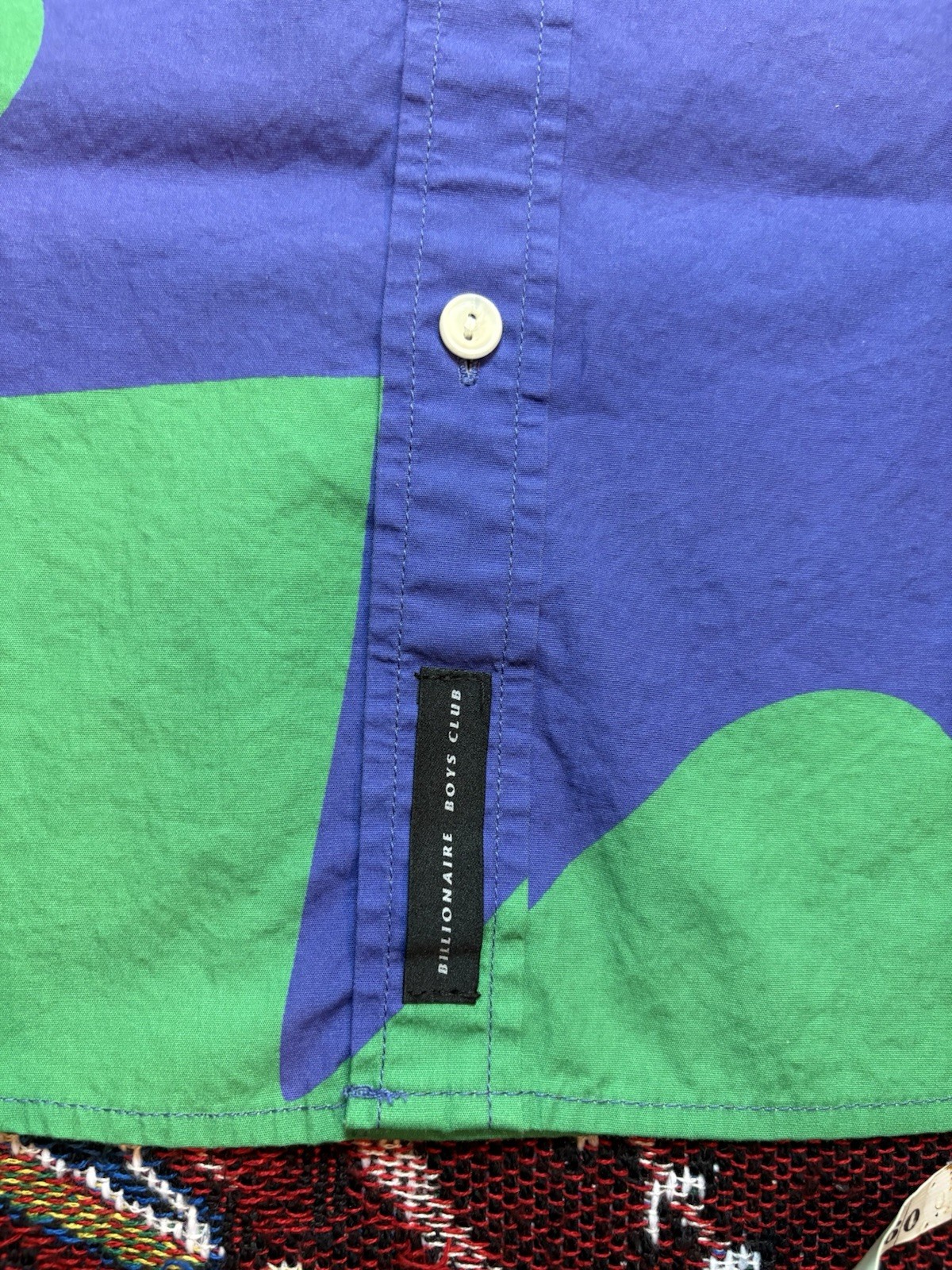 Billionaire Boys Club Shirt Mercury SS Woven Green Blue Button Down Large BBC