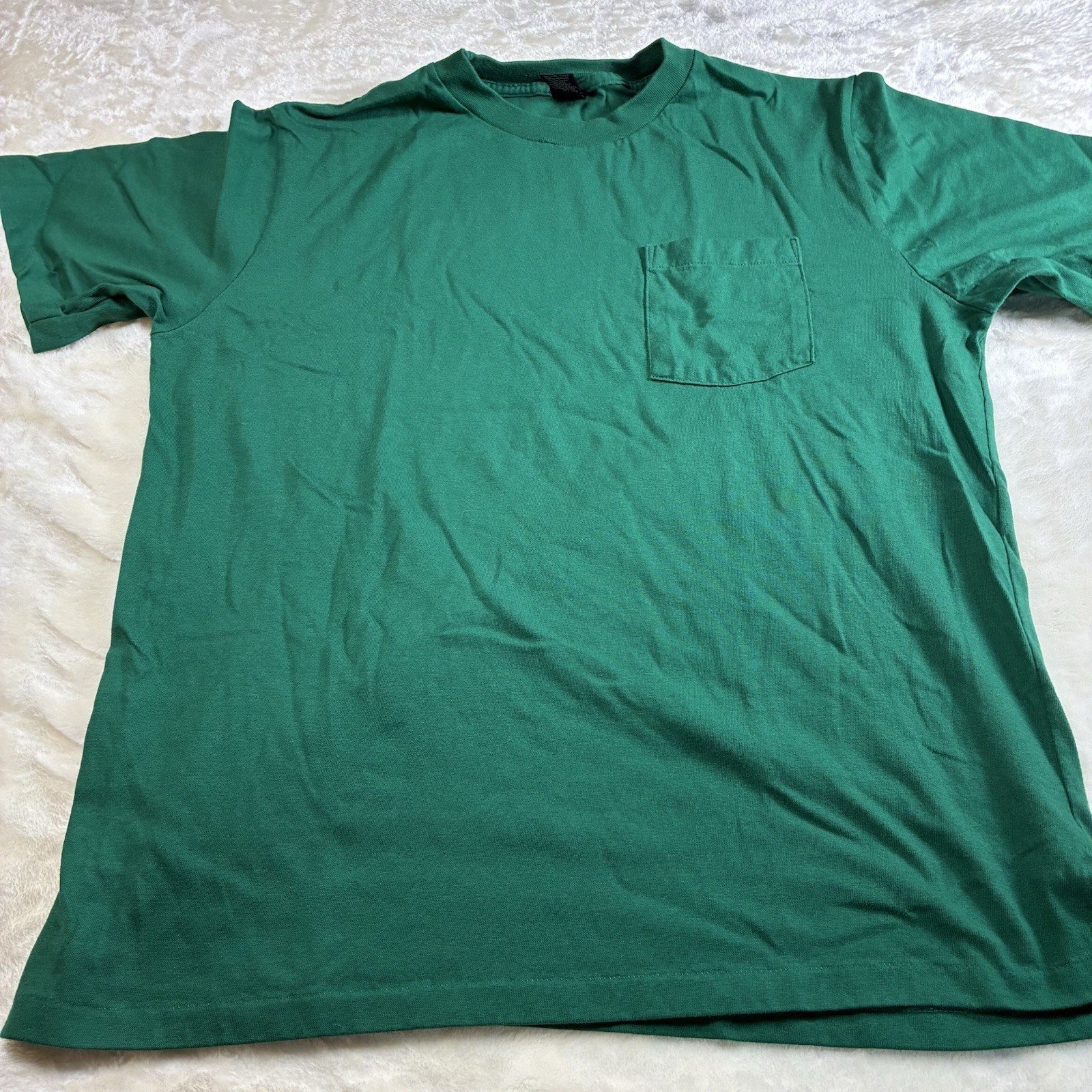 Vintage Lands End Super T Men’s Large 42-44 Pocket T Shirt 100% Cotton Made In