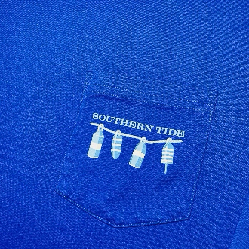 Southern Tide Men’s Long Sleeve Pocket T Shirt Size XL Blue Skipjack Fish