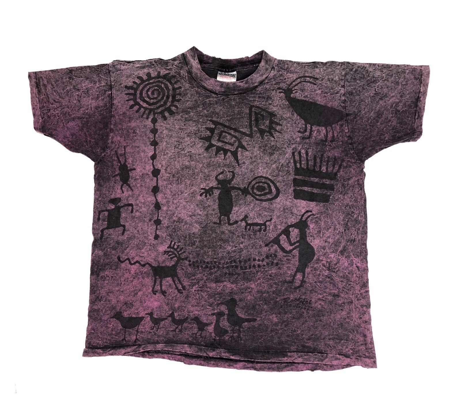 Vtg Rock Art By Bravo Shirt Size L – Purple Acid Wash OP 90s Mauve Dagoli Cave
