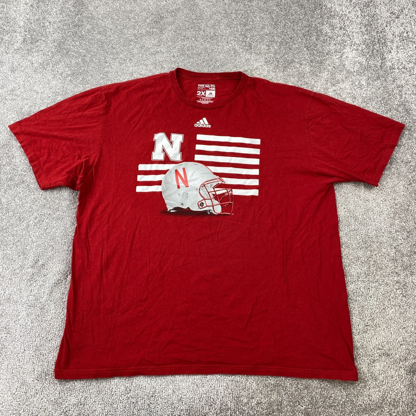 Adidas The Go-To Tee Nebraska Cornhuskers Football Men&rsquo;s 2X Red Cotton Knit