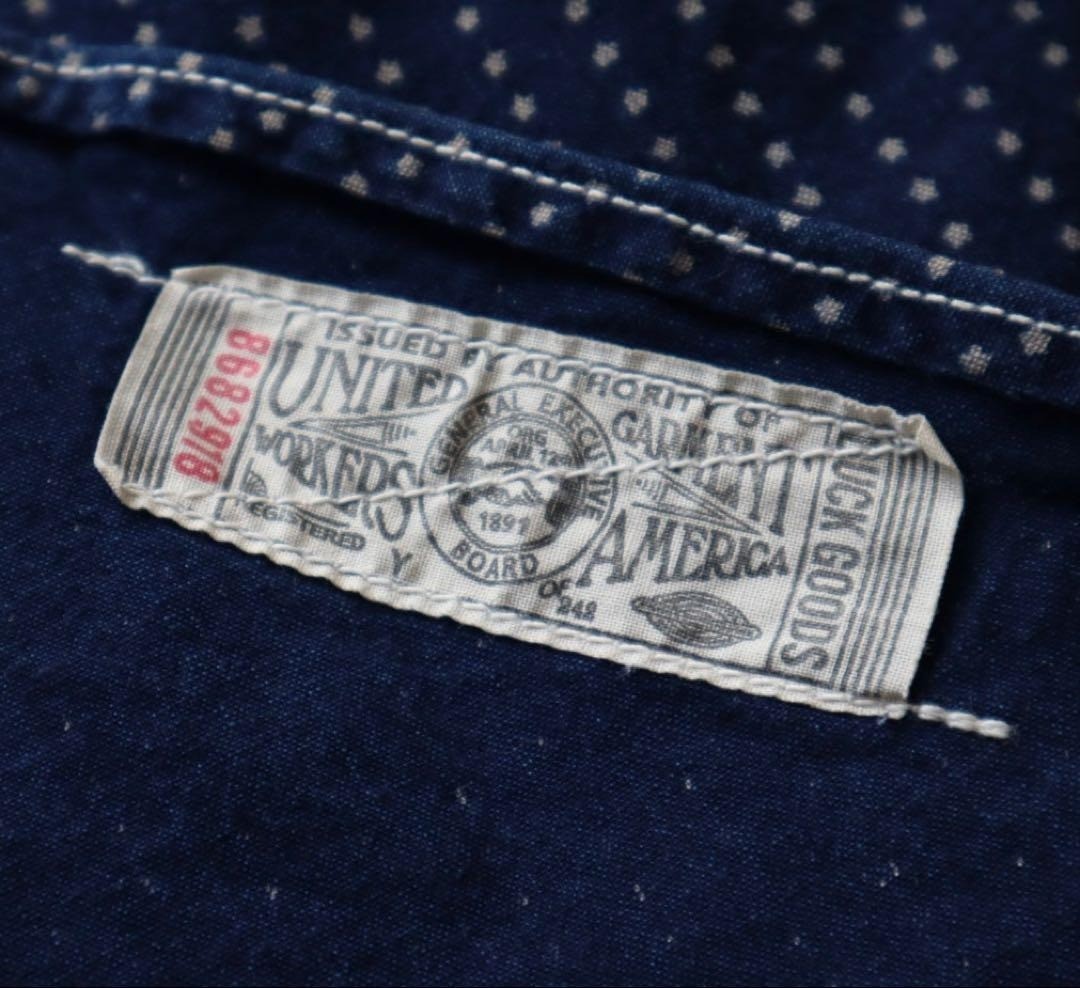 The Real McCoy&rsquo;s Double Diamond Indigo Star Wabash Work Shirt S Indigo Men’s